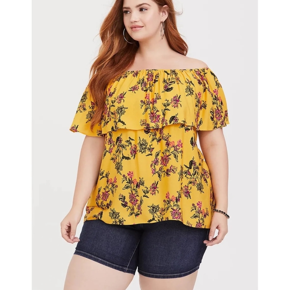 COPY - Torrid Yellow Floral Off Shoulder sz 1